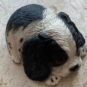 Ceramic Black White Cocker Spaniel Music Box Global Art Harvey Knox Vintage